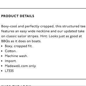 Madewell Tops - Madewell Setlist Boxy Crop Tee Black/White Med NWT Madewell Tops - Madewell Setlist Boxy Crop Tee Black/White Med NWT